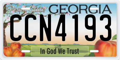 GA license plate CCN4193