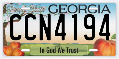 GA license plate CCN4194