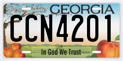 GA license plate CCN4201
