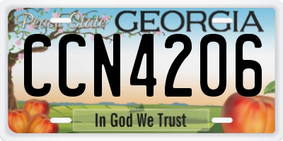 GA license plate CCN4206