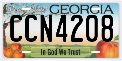 GA license plate CCN4208