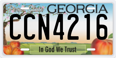 GA license plate CCN4216