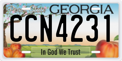 GA license plate CCN4231