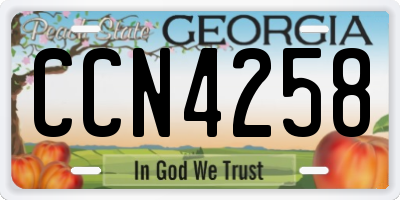 GA license plate CCN4258