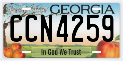 GA license plate CCN4259