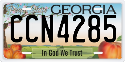 GA license plate CCN4285