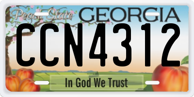 GA license plate CCN4312