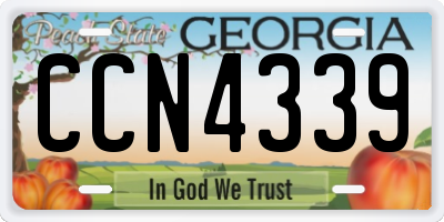 GA license plate CCN4339