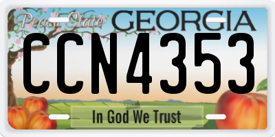 GA license plate CCN4353