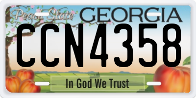 GA license plate CCN4358