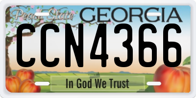 GA license plate CCN4366