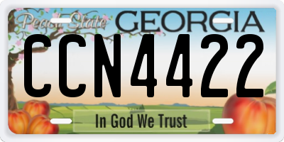 GA license plate CCN4422