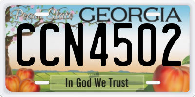 GA license plate CCN4502