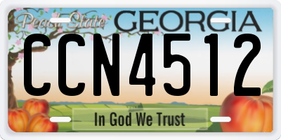 GA license plate CCN4512
