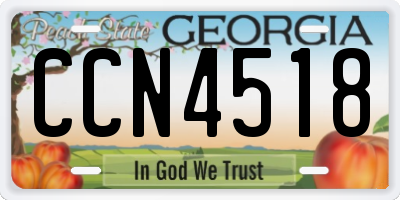 GA license plate CCN4518