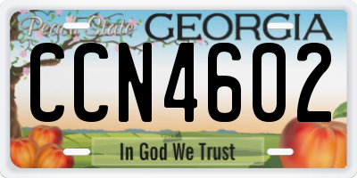GA license plate CCN4602