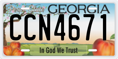 GA license plate CCN4671