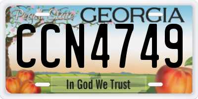GA license plate CCN4749