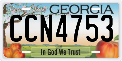 GA license plate CCN4753
