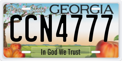 GA license plate CCN4777