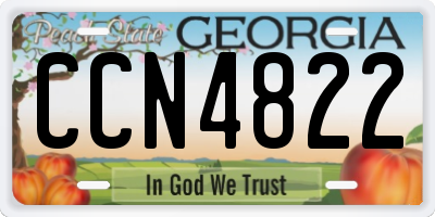 GA license plate CCN4822