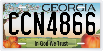 GA license plate CCN4866