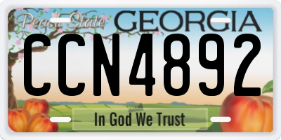 GA license plate CCN4892