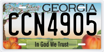 GA license plate CCN4905