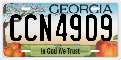 GA license plate CCN4909