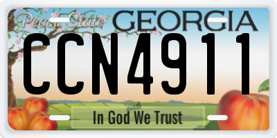 GA license plate CCN4911