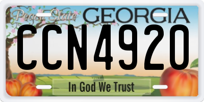 GA license plate CCN4920