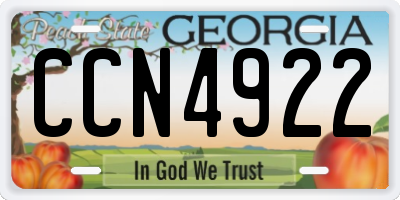 GA license plate CCN4922