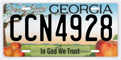 GA license plate CCN4928