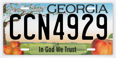 GA license plate CCN4929