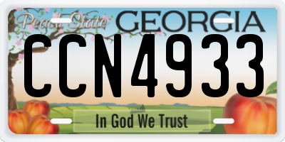 GA license plate CCN4933