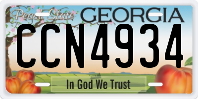 GA license plate CCN4934