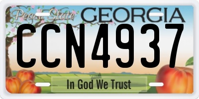 GA license plate CCN4937