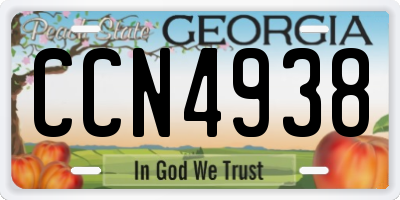 GA license plate CCN4938