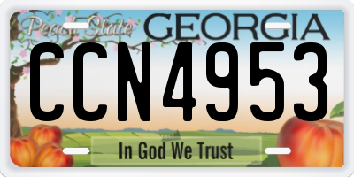 GA license plate CCN4953