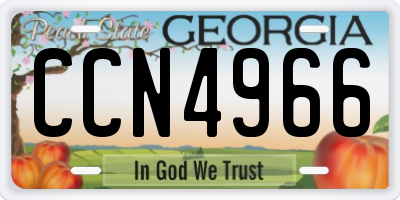 GA license plate CCN4966
