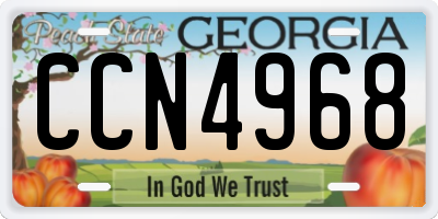 GA license plate CCN4968