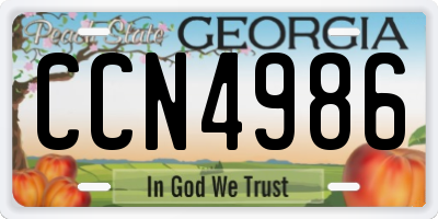 GA license plate CCN4986
