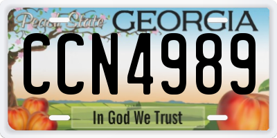 GA license plate CCN4989