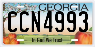 GA license plate CCN4993