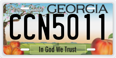 GA license plate CCN5011