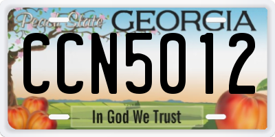 GA license plate CCN5012