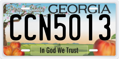 GA license plate CCN5013