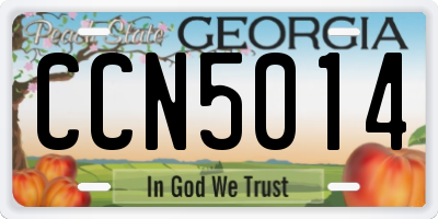 GA license plate CCN5014