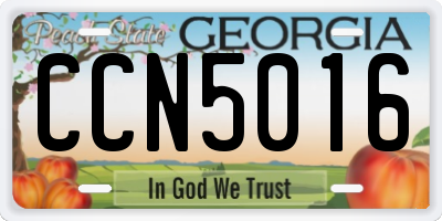 GA license plate CCN5016