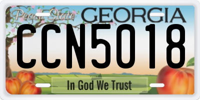 GA license plate CCN5018